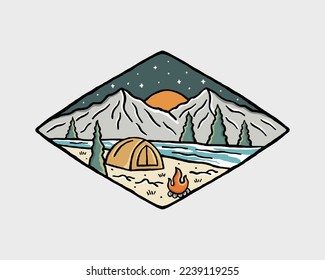 Nature camping wildlife design for badge, sticker, patch, t shirt vector design