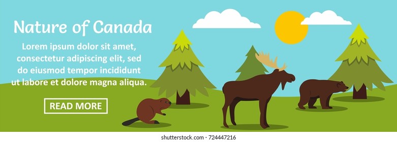 Nature of Canada banner horizontal concept. Flat illustration of nature of Canada banner horizontal vector concept for web design