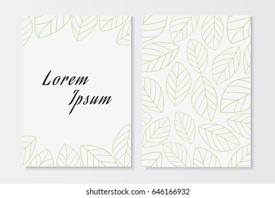 Nature Card Template with Leaf Pattern.Simple Leaf Background for Design Use.