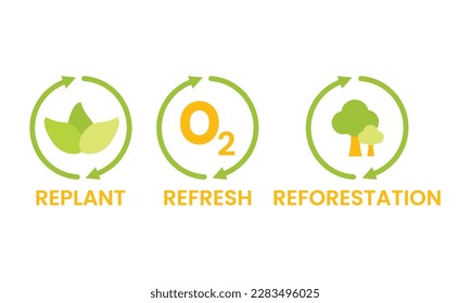 Nature care with leaf, oxygen, and tree for sustainability theme 