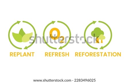 Nature care with leaf, oxygen, and tree for sustainability theme 