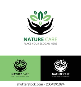 Nature Care logo template design with leaf