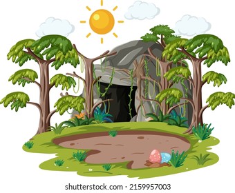 Nature cave in forest isolated illustration