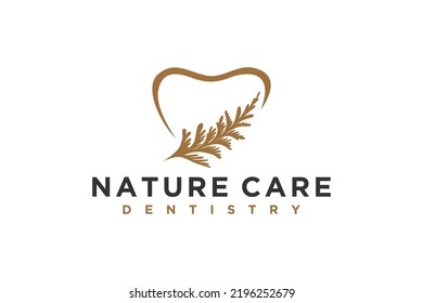 Nature cedar leaf dental dentist logo design health care medical cypress arborvitae icon symbol