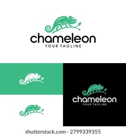 Nature Chameleon Leaf Icon Logo Design