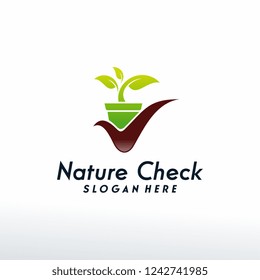 Nature Check logo designs concept vector, Plant check logo template, Logo symbol icon