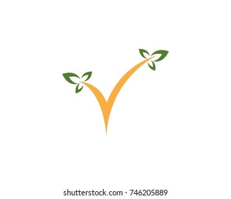 Nature check mark leaf logo design