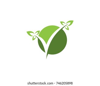 Nature check mark leaf logo design