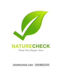 Nature check vector logo design. Suitable for leaf symbol and nature environment