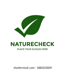 Nature check vector logo template. This design use leaf symbol. Suitable for environment.