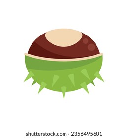 Nature chestnut icon flat vector. Tree fruit. Sweet fall isolated