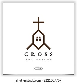 Nature church christian house  logo design premium elegant template vector eps 10
