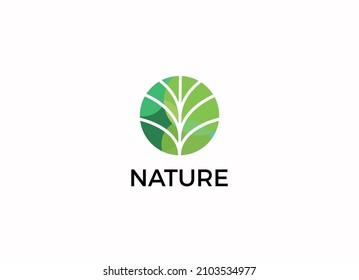 Nature Circle Minimalist Logo Vector Illustration.