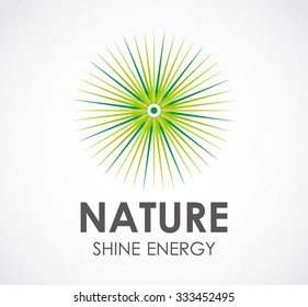 Nature circle shine abstract vector and logo design or template green business icon of company identity symbol concept