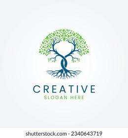 Nature Circle tree landscapes logo design vector image