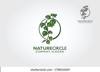 Nature Circle Vector Logo Template. This Logo shows a symbol of leaves in a circle shape, suitable to any kind of health, nature, food, or any green  environmental friendly businesses.