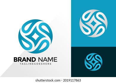 Diseño del vector con el logotipo de caída de agua del círculo natural. Emblema abstracto, concepto de diseños, logotipos, elemento de logotipo para plantilla