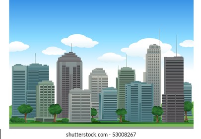 Nature city buildings