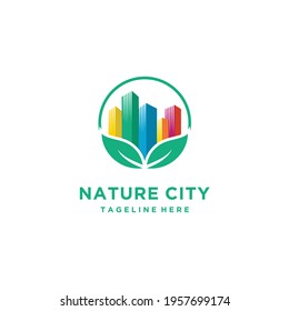 Nature city farm leaf building logo design linear style inspiration