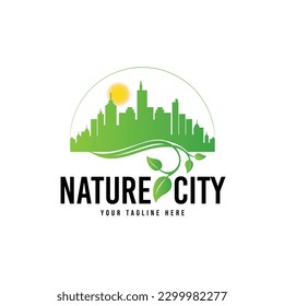 Nature city logo design vector template