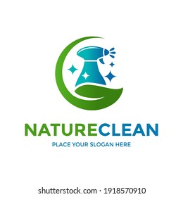 Nature with clean spray vector logo template. This design use leaf symbol. Suitable for envirionment.