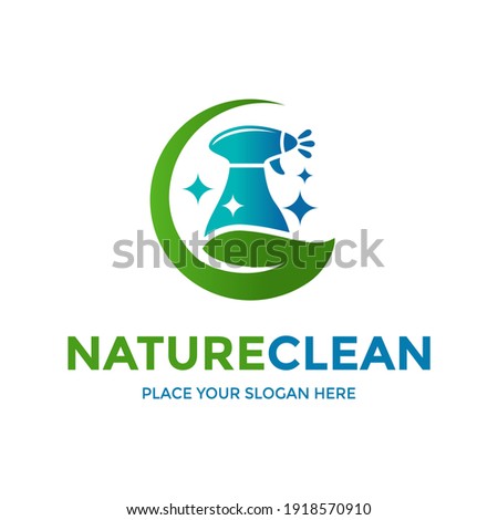 Nature with clean spray vector logo template. This design use leaf symbol. Suitable for envirionment.