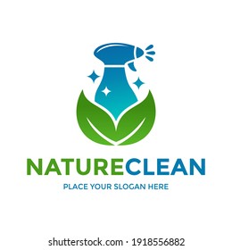Natursaubere Vektorloho-Vorlage. Dieses Design verwendet ein Sprühsymbol. Geeignet für Pflegeheim oder Haus.