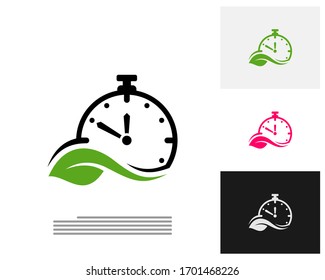 Nature Clock logo design concept vector. Nature Time management logo template. Concept icon isolated on white background. Vector symbol.