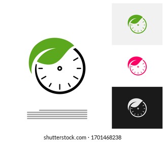 Nature Clock logo design concept vector. Nature Time management logo template. Concept icon isolated on white background. Vector symbol.