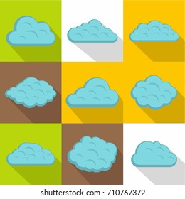 Nature cloud icon set. Flat style set of 9 nature cloud vector icons for web design