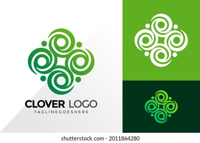 Nature Clover Leaf Logo Design, Brand Identity Logos Designs Vector Illustration Template