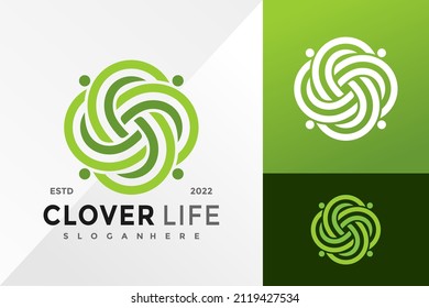 Nature Clover Life Logo Design Vector illustration template