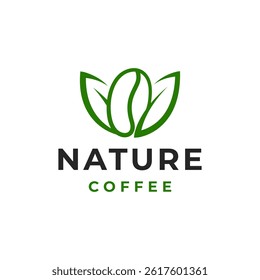 Nature coffee and leaf logo design vector