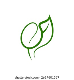 Nature coffee and leaf logo design vector