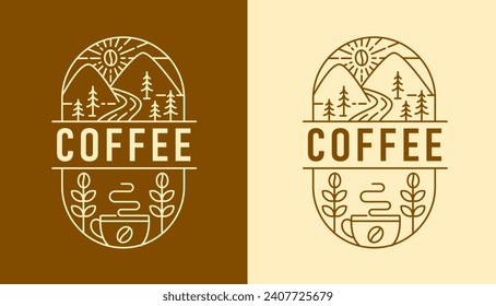 nature coffee line art design template