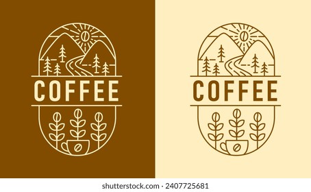 nature coffee line art design template