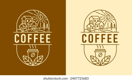 plantilla de diseño de arte de línea de café de naturaleza