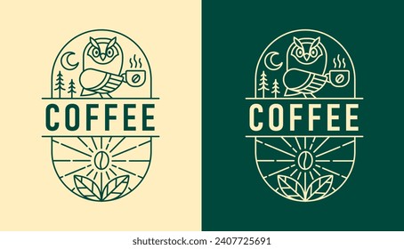 plantilla de diseño de arte de línea de café de naturaleza