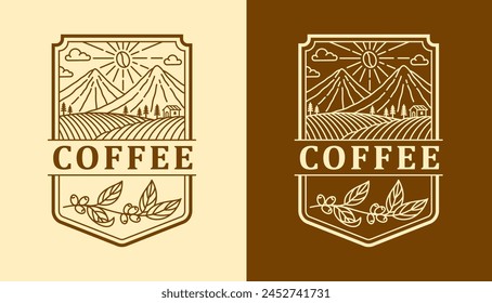 Plantilla de diseño de Vector de arte de línea de café natural