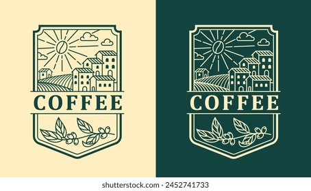 nature coffee line art vector design template