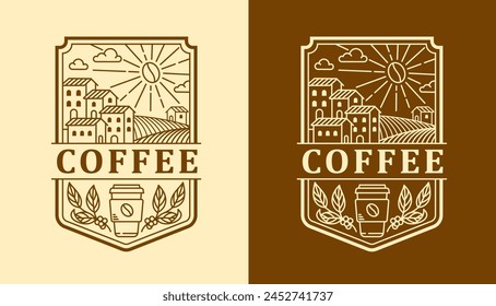 Plantilla de diseño de Vector de arte de línea de café natural