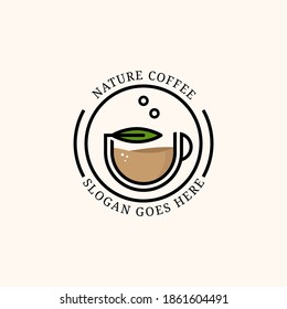 Nature coffee logo design vector, can use for your trademark, branding identity or commercial brand template