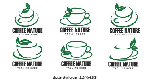 Nature Coffee logo designs concept vector, Eco Bean Coffee symbol