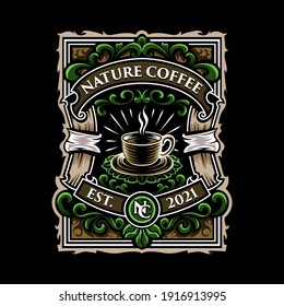 nature coffee logo emblem vector illustration