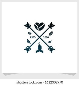 nature coffee vintage logo design vector, coffee brand logo design template, camp and coffee brand logo design template