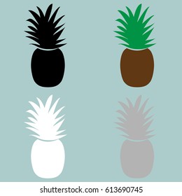 The nature color pineapple icon. Set icons.