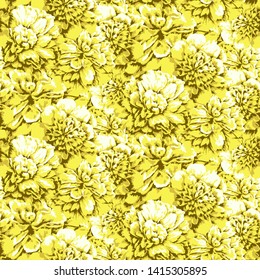 Nature colored floral vector seamless pattern. Many different size green flowers. Ornate natural background. Fresh organic template for design, textile, wallpaper, carton, ceramic tile, banner.