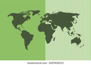 Concepto de diseño de mapa con rayas del mapa del mundo - ilustración vectorial