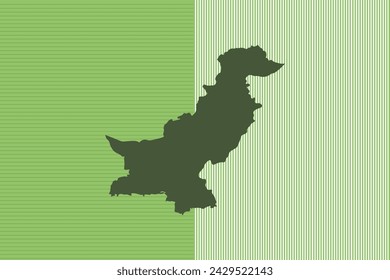 Concepto de diseño de mapa con rayas verdes aisladas del país Pakistán - ilustración vectorial