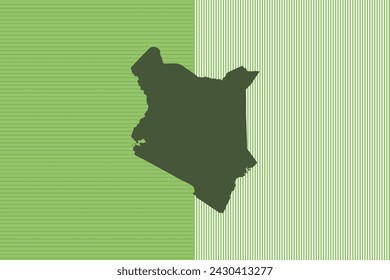 Nature colored Map design concept with green stripes isolated of country Kenya - vector illustration